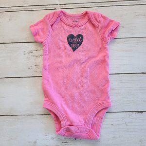 ♡ 5/$20 - Carter's Girl's Pink Black Heart Wild About Daddy Print Bodysuit